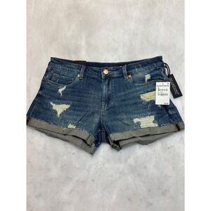 BlankNYC The Fulton Distressed Denim Shorts Blue Cuffed 18G-8150NO Womens 28 NEW